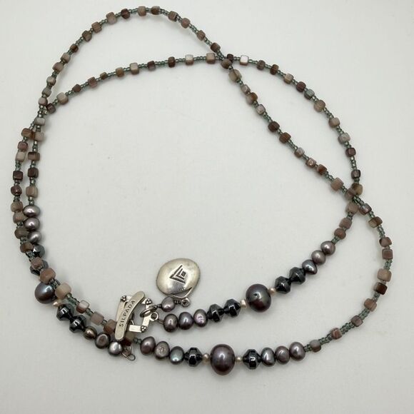 33" SILPADA N1784 Sterling Silver, Hematite, pearl, glass seed bead necklace! - Picture 7 of 13